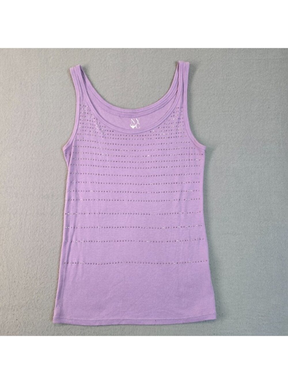 NYC Lilac Studded Tank Top Womens Medium Sleeveless Stretch‎ Y2K Fitted Light